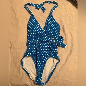 Micheal Kors Blue Polka Dot Swimsuit